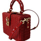 Red Shoulder Box Bag with Gold Padlock