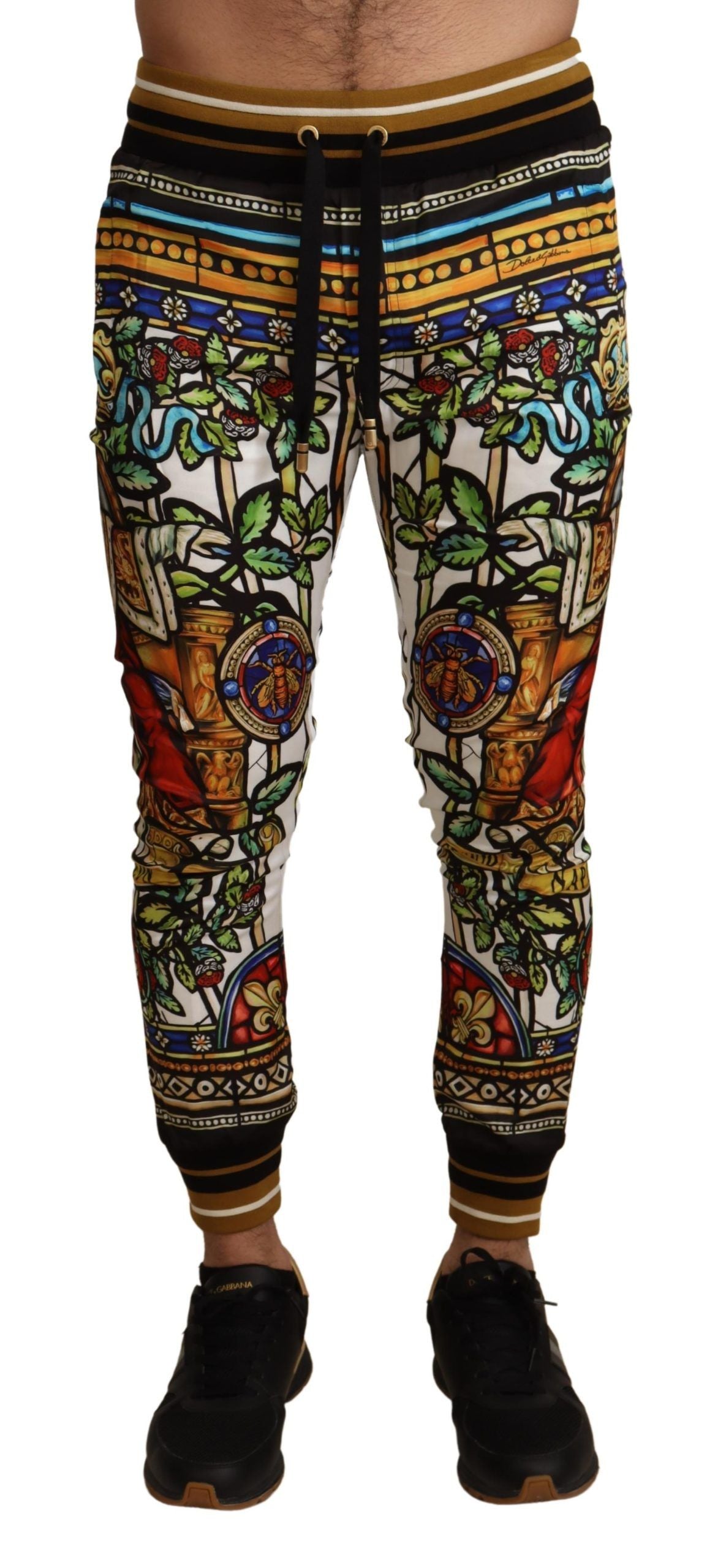 Elegant Multicolor Napoleone Print Sweatpants