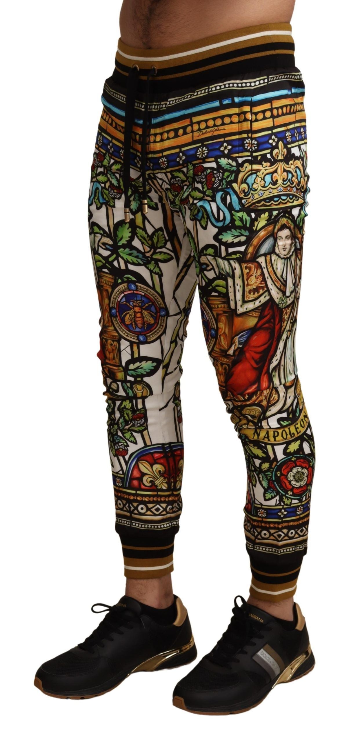 Elegant Multicolor Napoleone Print Sweatpants