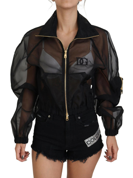 Elegant Black Bomber Jacket with High Craftsmanship