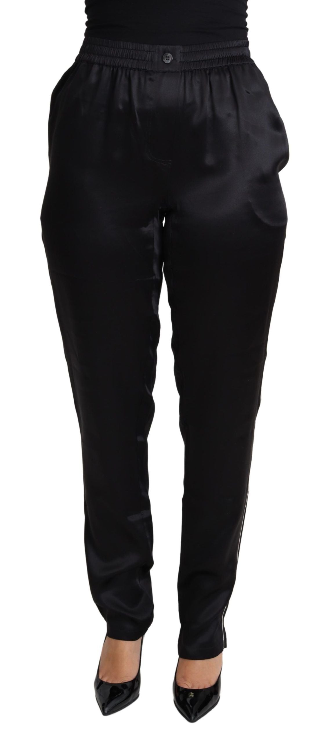 Elegant High-Waisted Silk Trousers