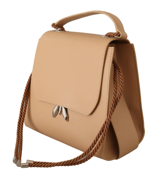 Elegant Beige Leather Shoulder Bag