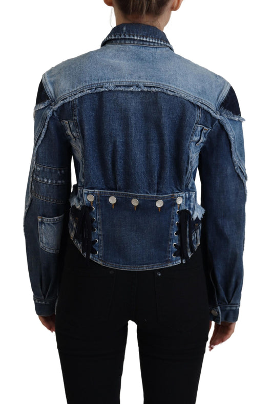 Chic Blue Wash Short Blouson Jacket