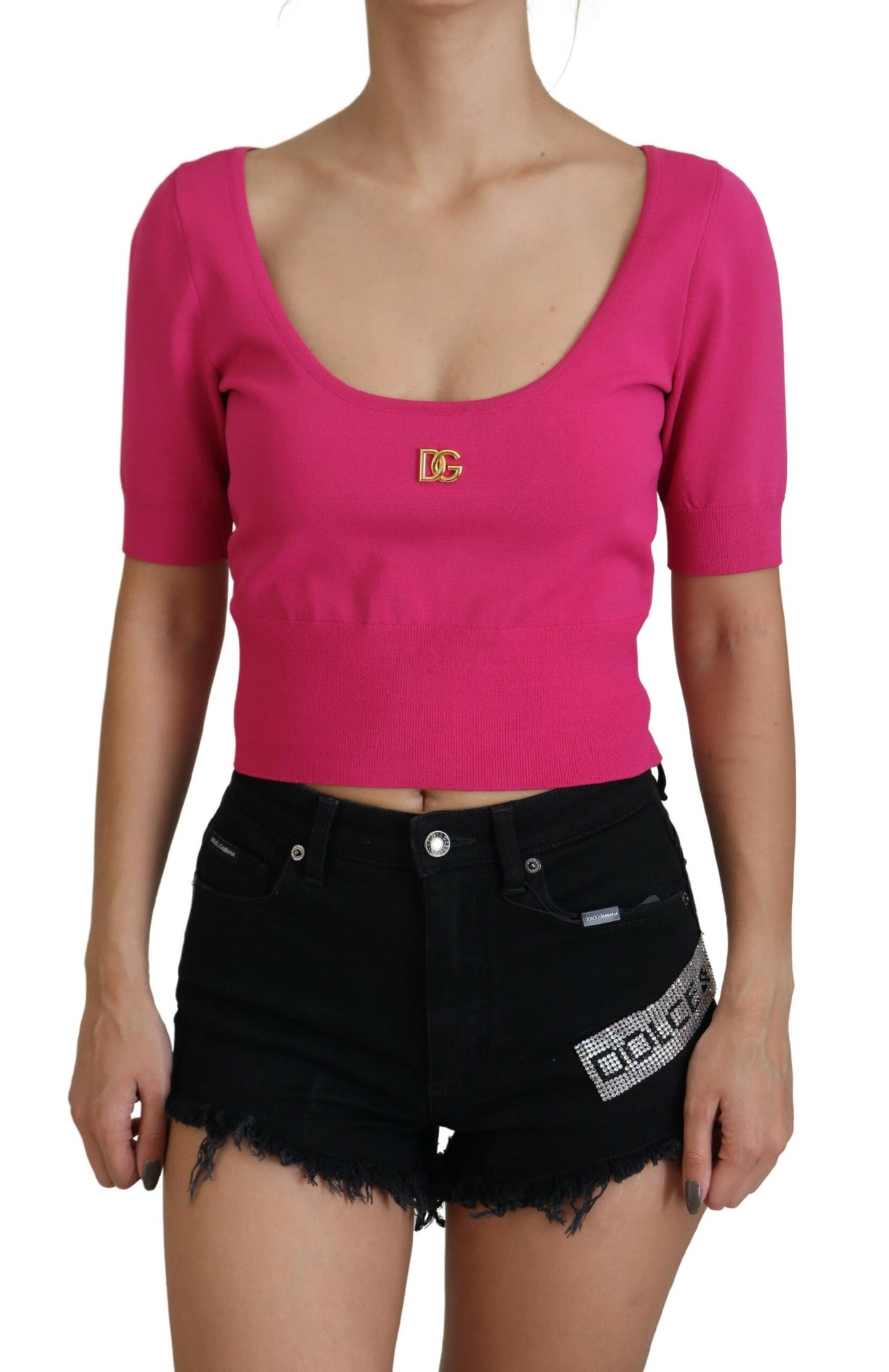 Chic Pink Cropped Top Blouse