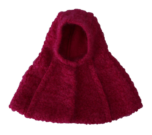 Elegant Pink Mohair Hooded Scarf