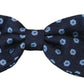 Elegant Blue Patterned Silk Bow Tie