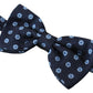 Elegant Blue Patterned Silk Bow Tie