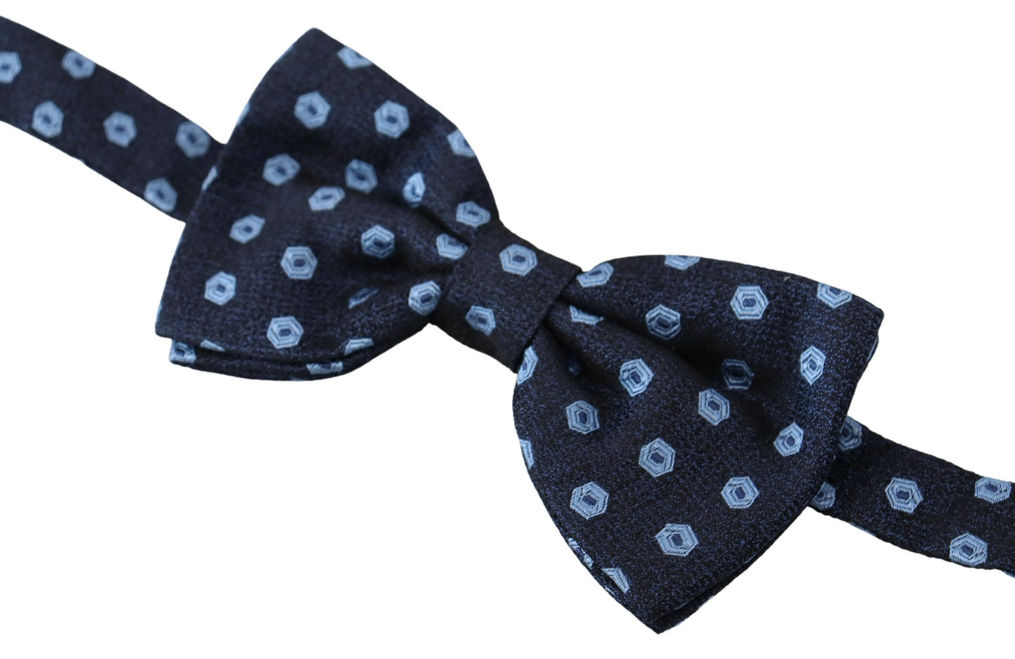 Elegant Blue Patterned Silk Bow Tie