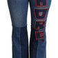 Blue Amore Patch Boot Cut Cotton Stretch Pant