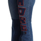 Blue Amore Patch Boot Cut Cotton Stretch Pant