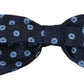 Elegant Blue Patterned Silk Bow Tie