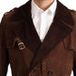 Classic Brown Leather Trench Coat