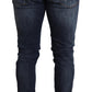 Blue Cotton Stretch Tattered Denim Jeans