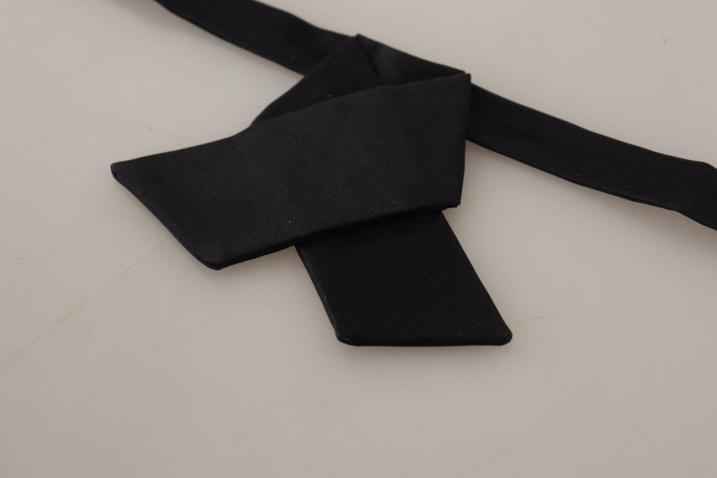 Sleek Silk Black Tied Bow Tie