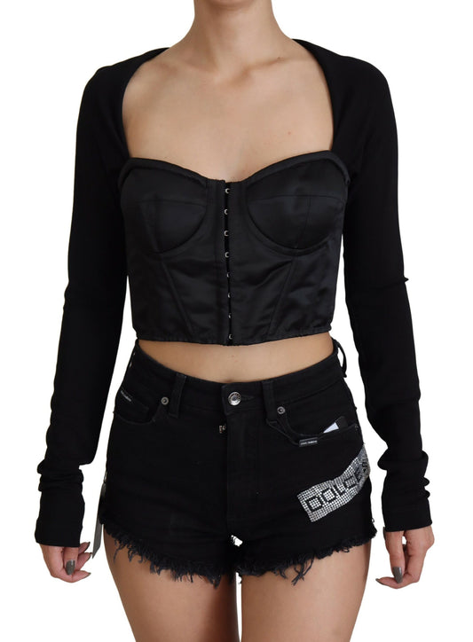 Elegant Black Long-Sleeved Bodice Top