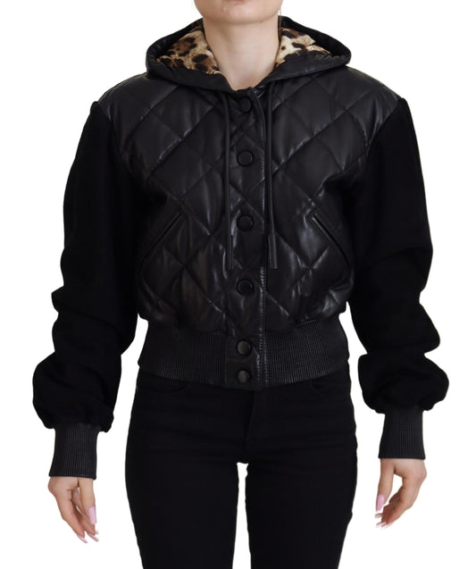 Elegant Quilted Leather Jacket with Hood