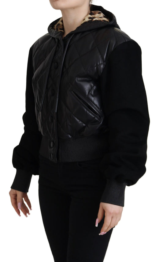 Elegant Quilted Leather Jacket with Hood