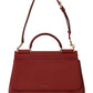 Chic Red Leather Sicily Shoulder Bag