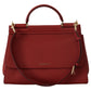 Chic Red Leather Sicily Shoulder Bag