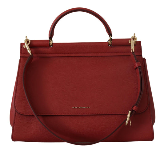 Chic Red Leather Sicily Shoulder Bag