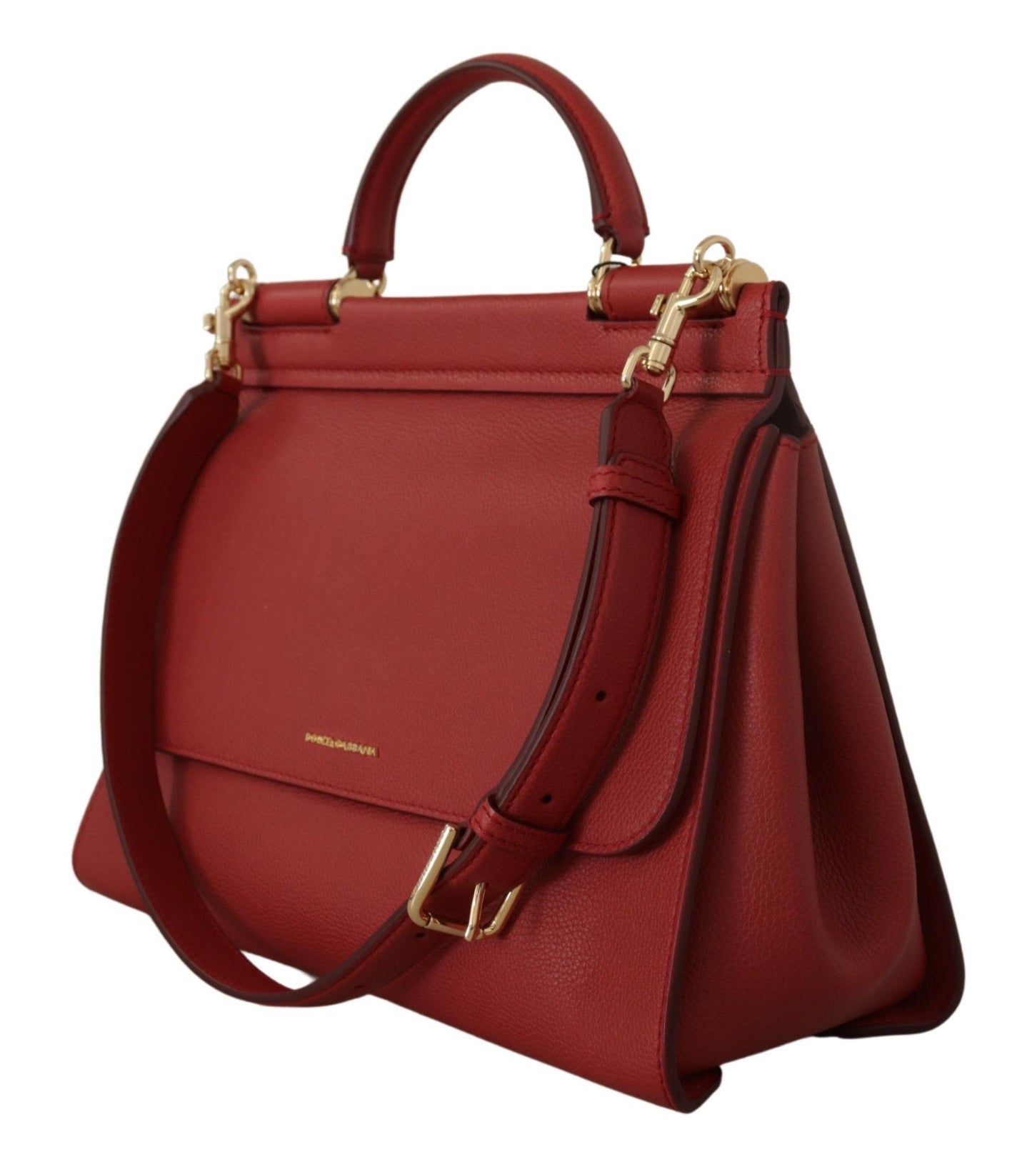 Chic Red Leather Sicily Shoulder Bag