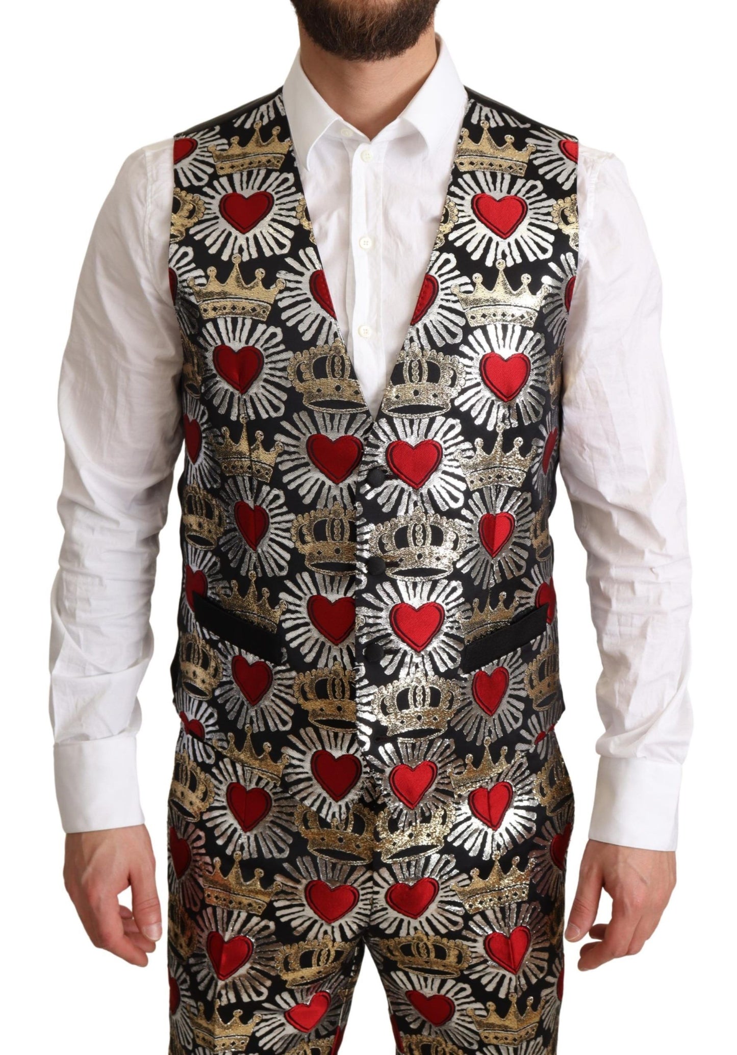 Regal Heart Print Three-Piece Suit