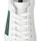 Elegant Leather Lace-Up Sneakers in White & Green