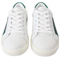 Elegant Leather Lace-Up Sneakers in White & Green