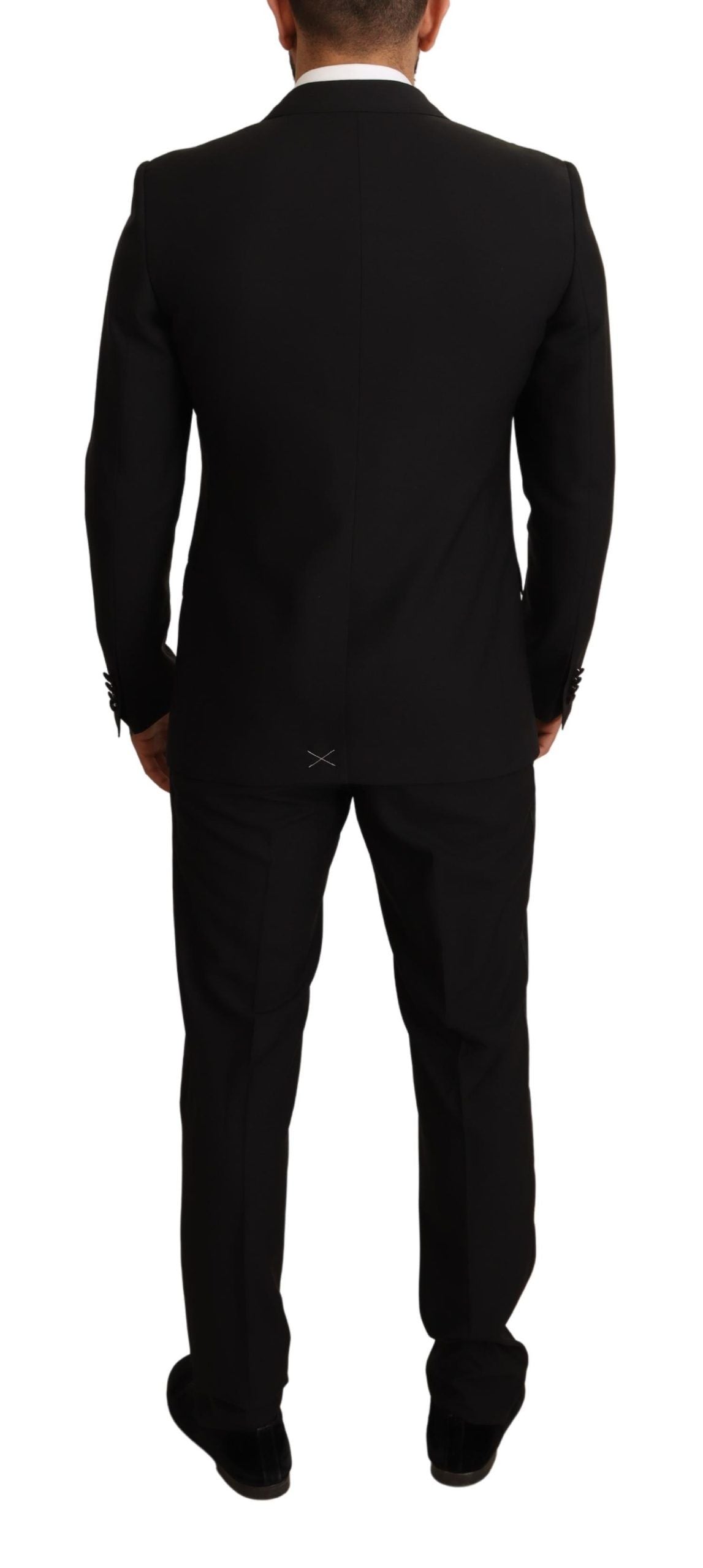 Elegant Black Martini Wool-Silk Suit