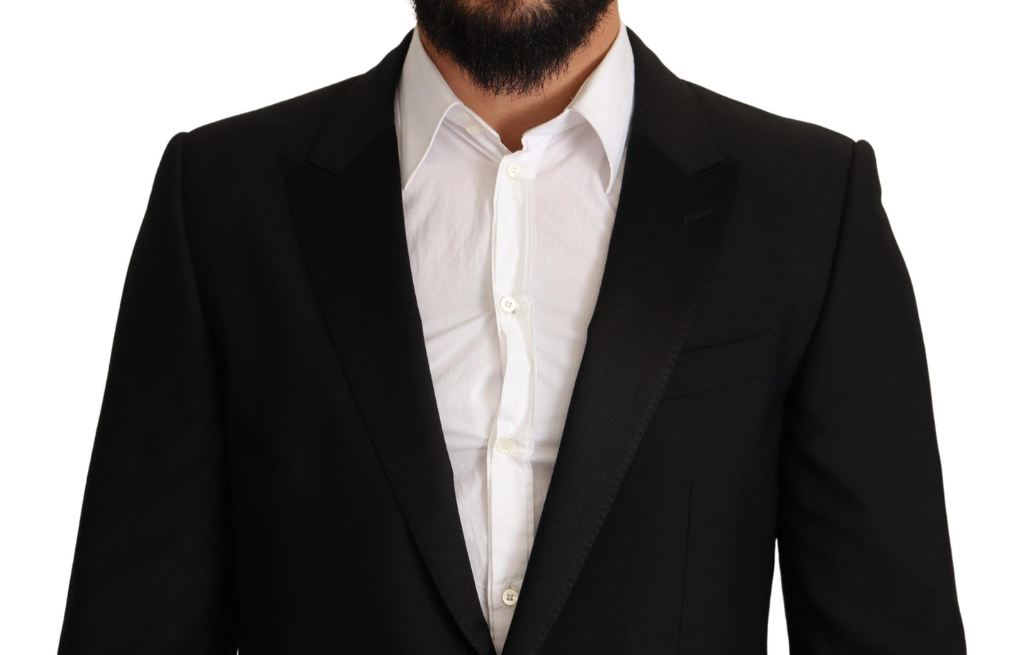 Elegant Black Martini Wool-Silk Suit