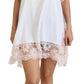 White Cotton Floral Lace DG Logo Printed Blouse Top