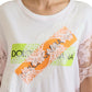White Cotton Floral Lace DG Logo Printed Blouse Top