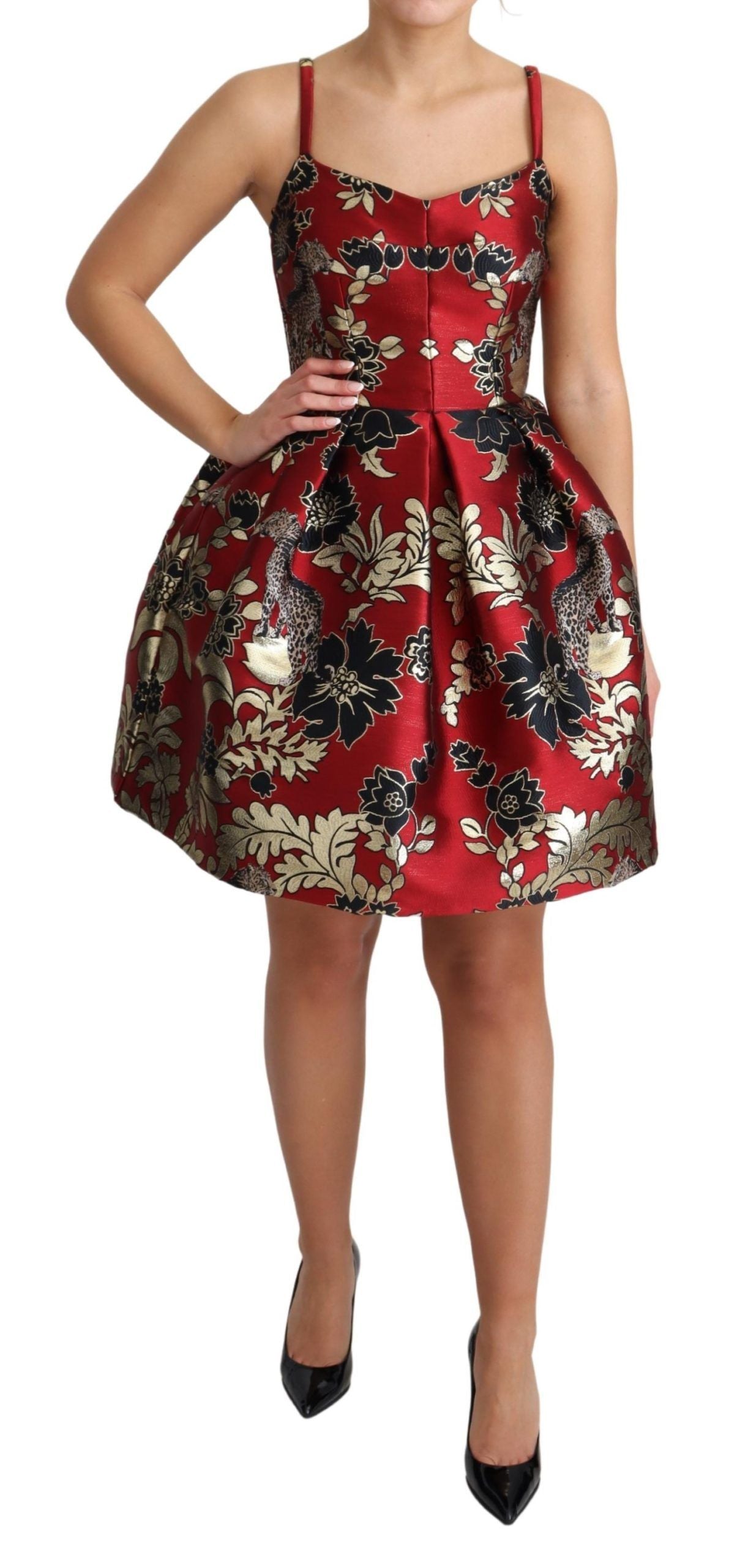 Floral Leopard Jacquard Mini Dress