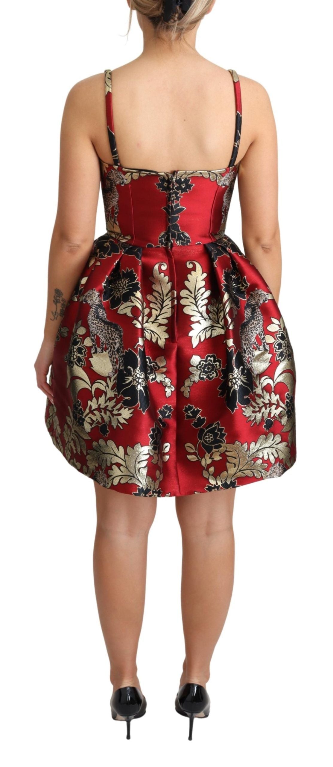 Floral Leopard Jacquard Mini Dress