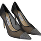 Black Leather Amika Mesh Pumps