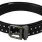 Elegant Polka Dot Leather Belt in Black