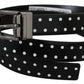 Elegant Polka Dot Leather Belt in Black