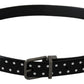 Elegant Polka Dot Leather Belt in Black