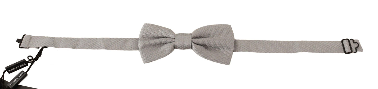 Silver Gray 100% Silk Adjustable Neck Papillon Bow Tie