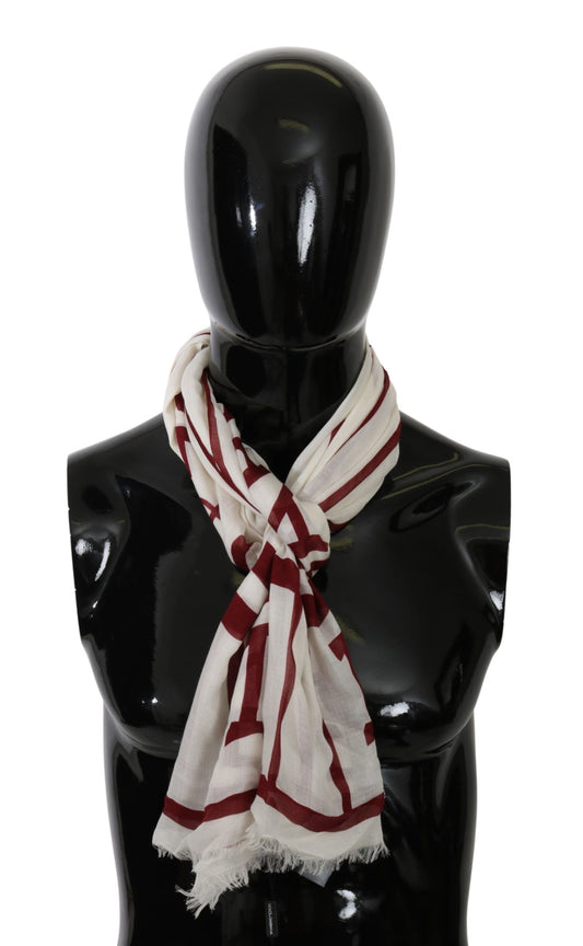 Elegant White Cashmere Blend Men's Scarf