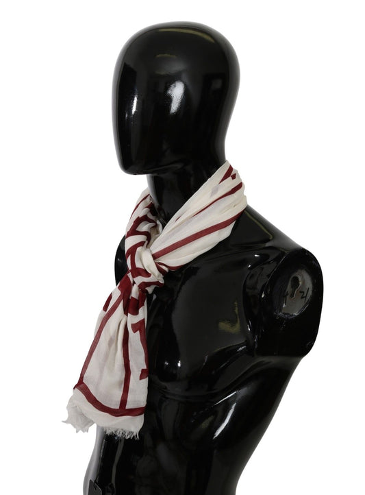 Elegant White Cashmere Blend Men's Scarf