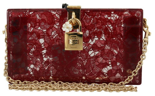 Elegant Dark Red Box Clutch with Gold Detailing