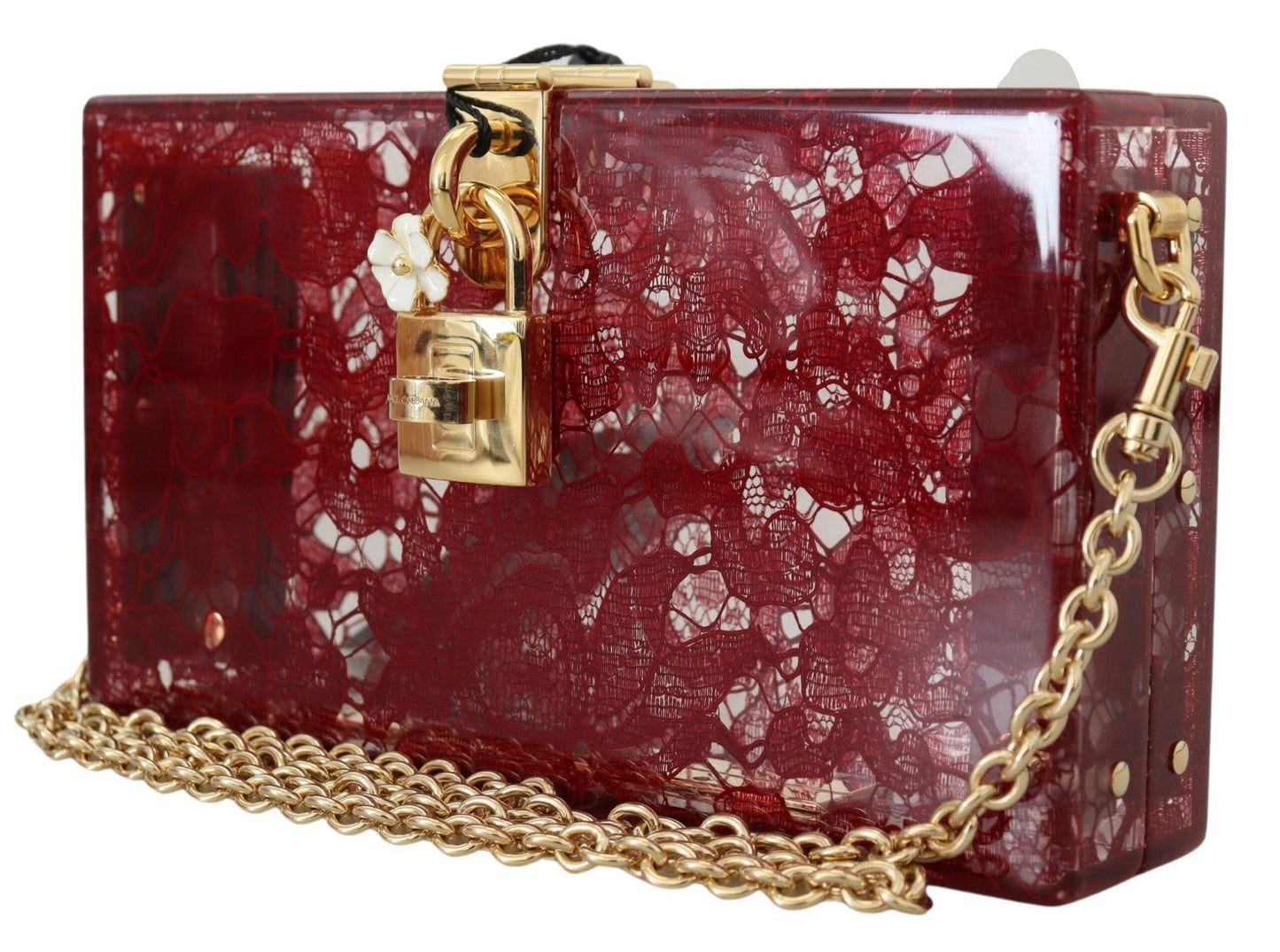 Elegant Dark Red Box Clutch with Gold Detailing