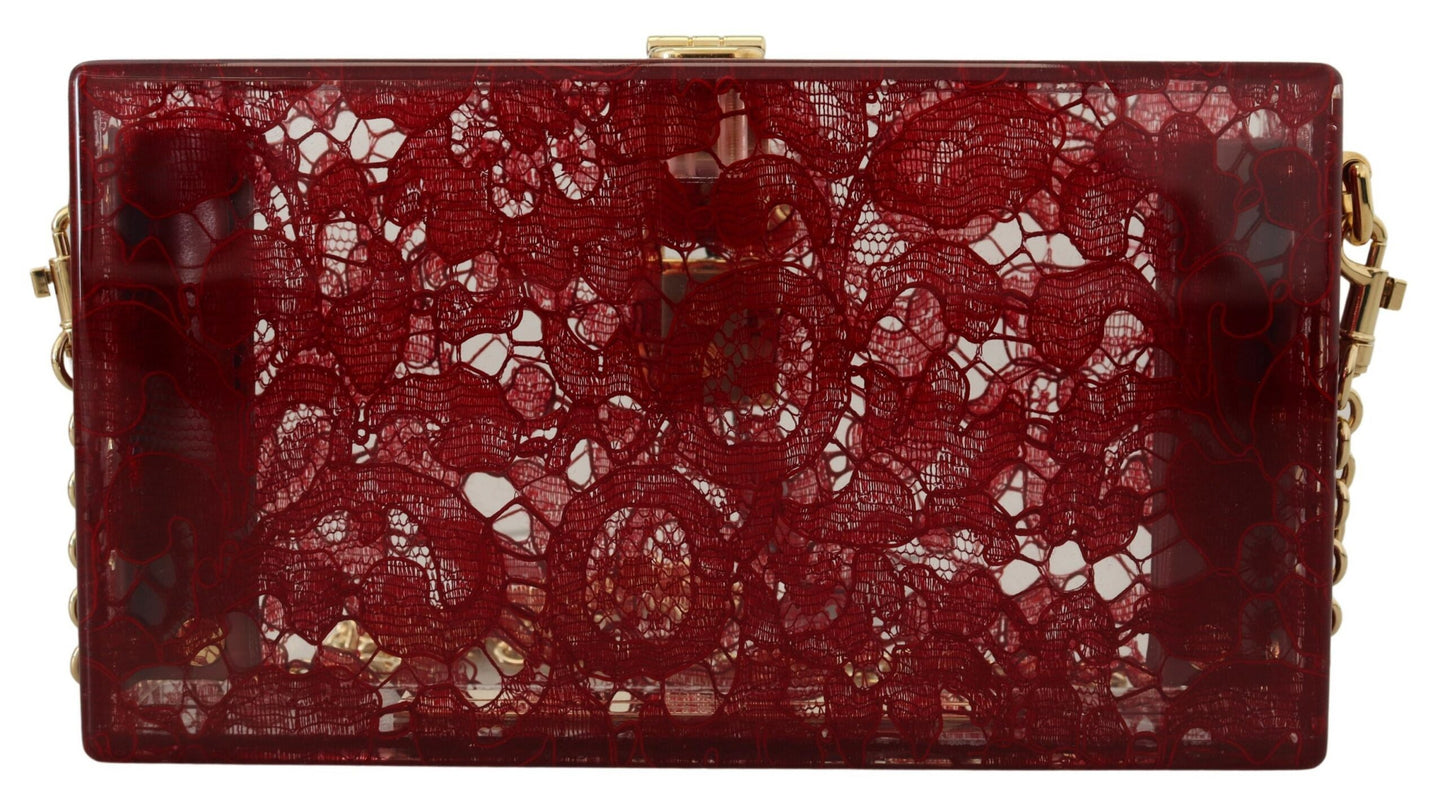 Elegant Dark Red Box Clutch with Gold Detailing