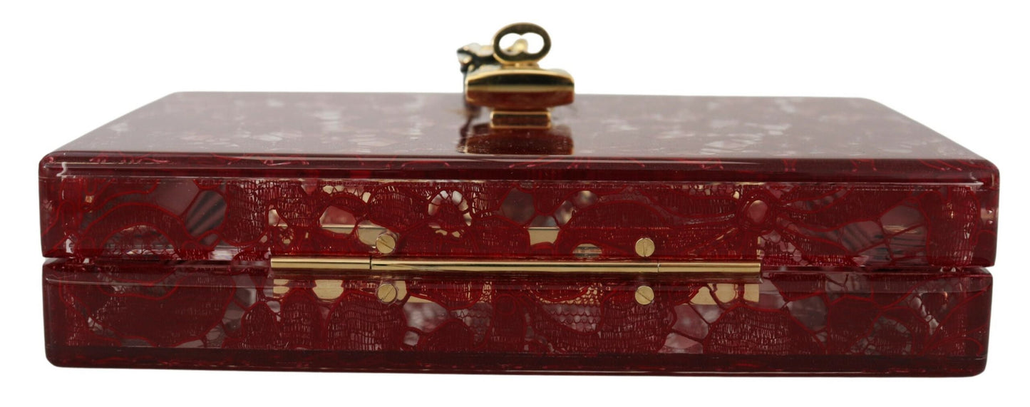 Elegant Dark Red Box Clutch with Gold Detailing