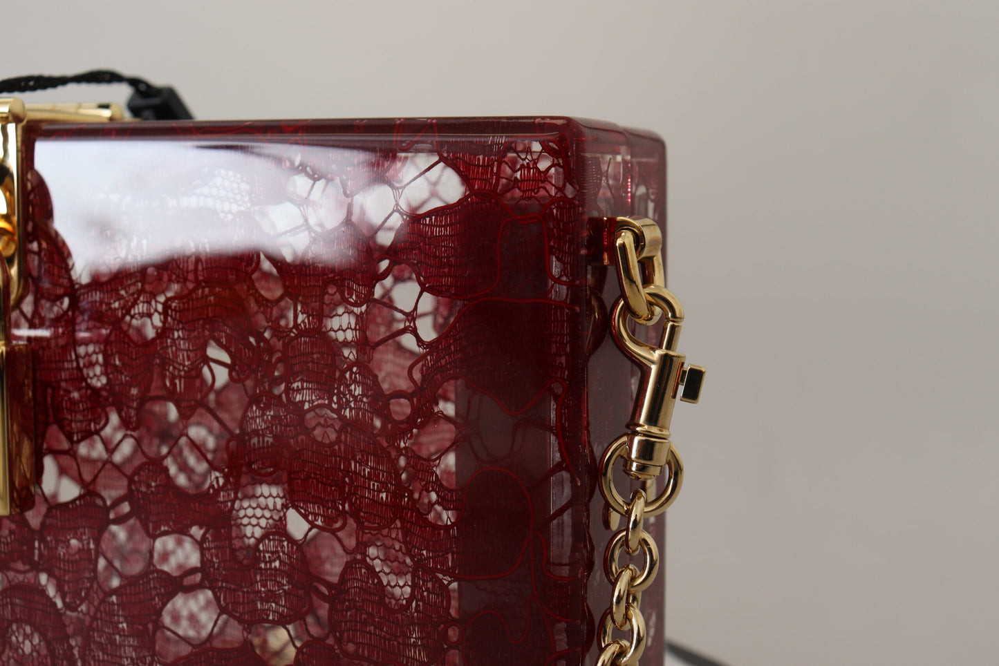 Elegant Dark Red Box Clutch with Gold Detailing