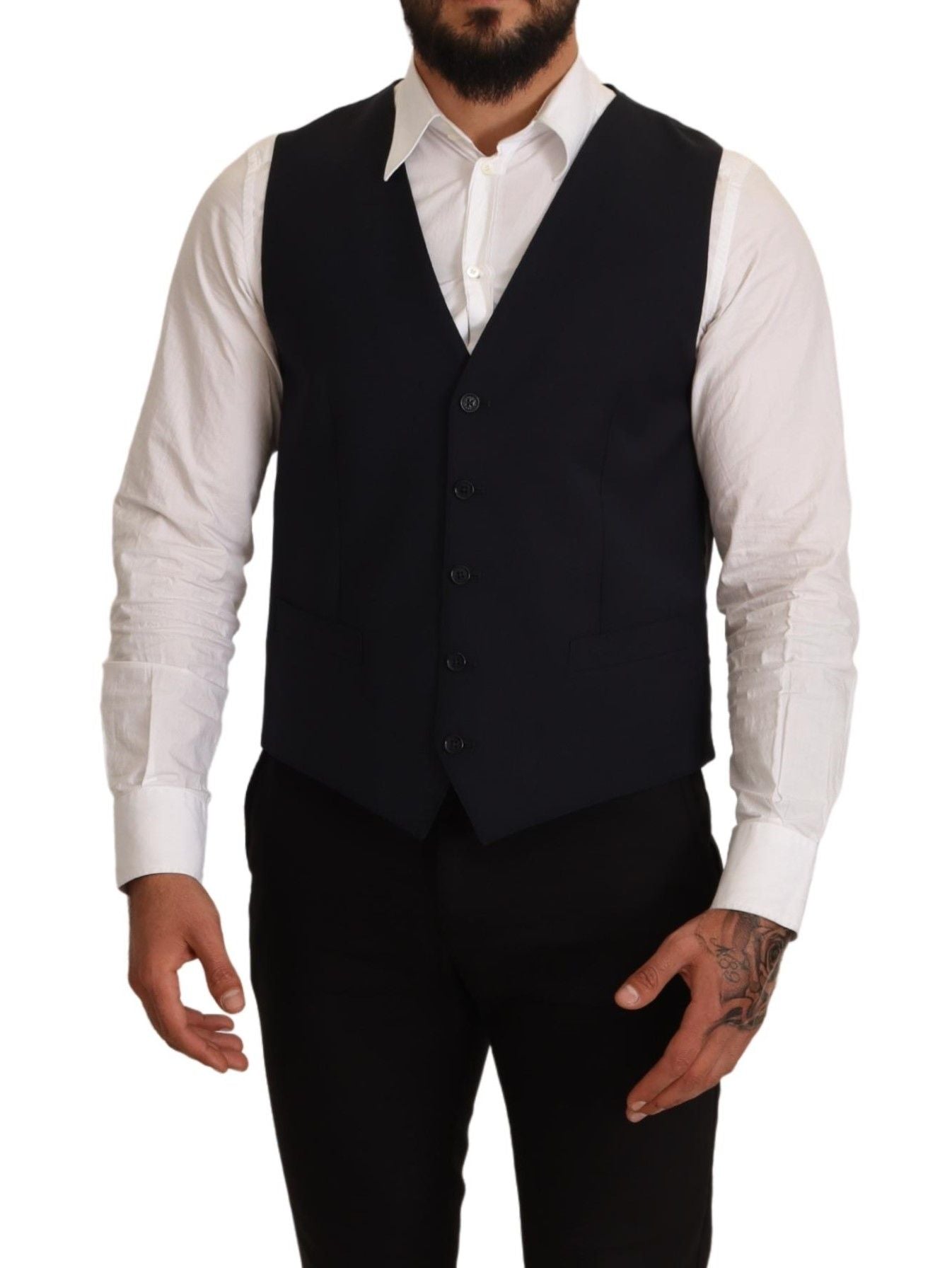 Elegant Dark Blue Wool Blend Martini Suit