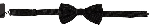 Elegant Black Polka Dot Silk Bow Tie