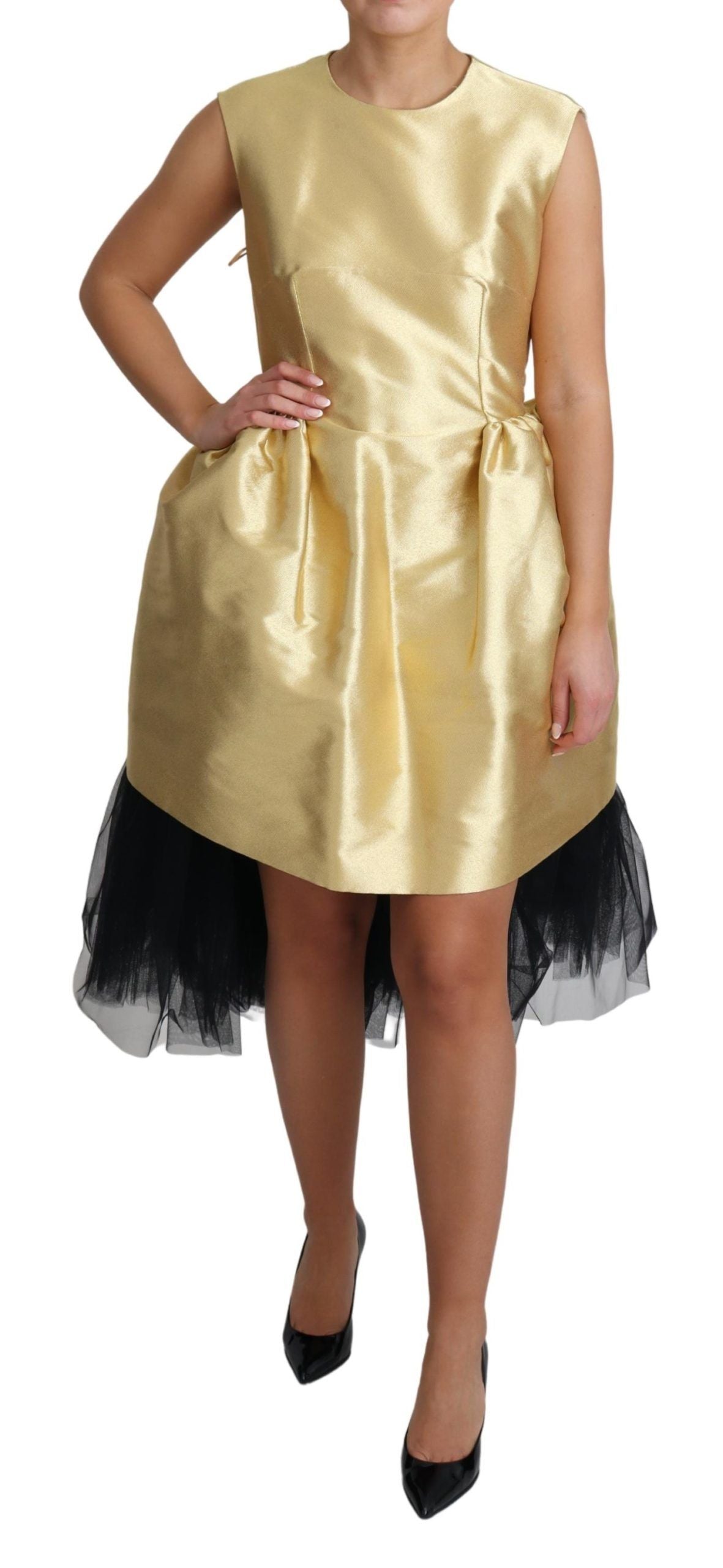 Elegant Gold Flared A-Line Dress