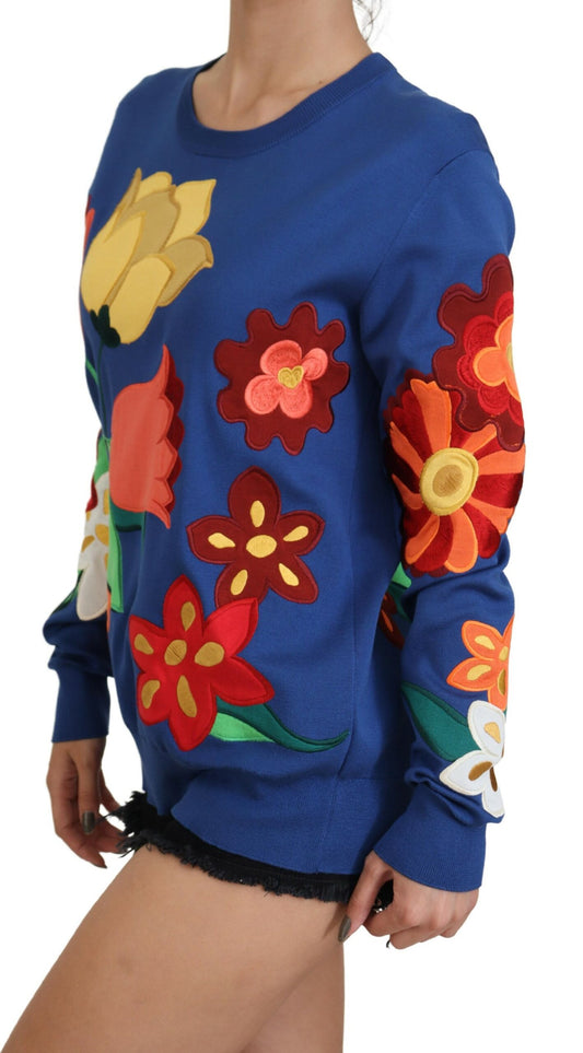 Elegant Floral Silk-Cotton Sweater